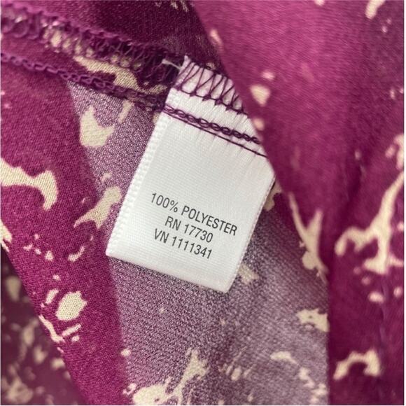 Converse Purple Cream Speckle All Over Print Sheer Blouse Top - Picture 4 of 4